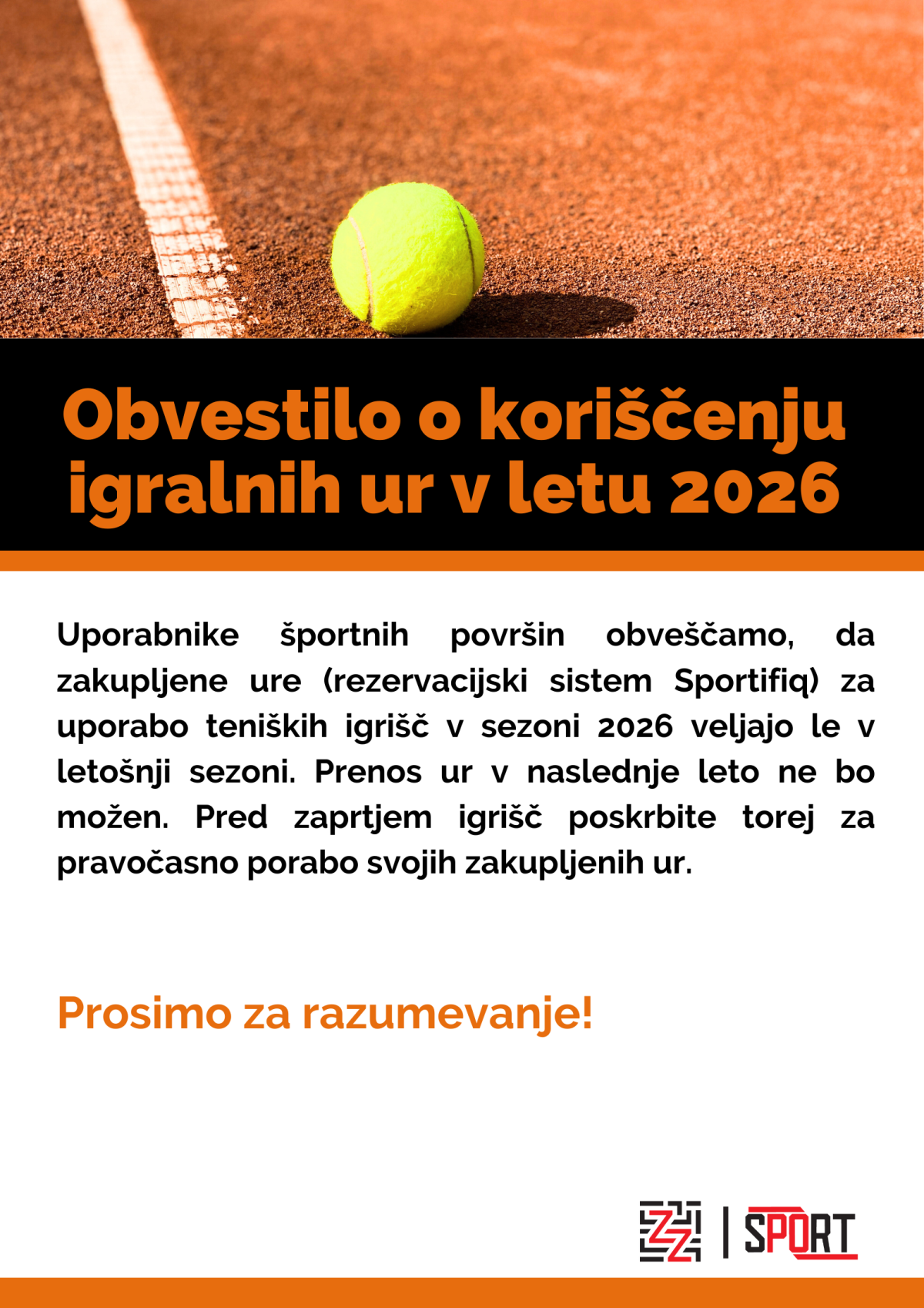 obvestilo o koriščenju igralnih ur